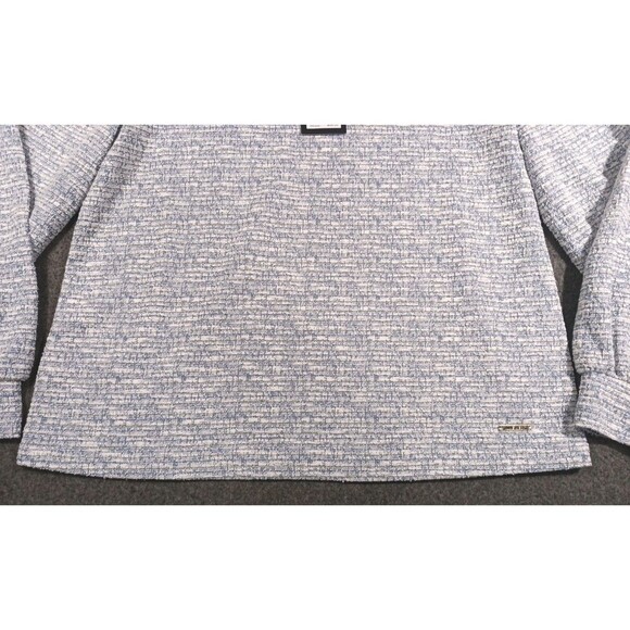 Nine West Textured Knit Sweater Sky/White Combo Size Large NWT - Picture 7 of 16